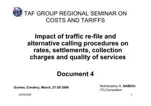 Impact of traffic re-file and alternative calling procedures on rates, settlements, collection