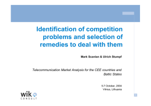 Identification of competition problems and selection of remedies to deal with them