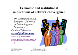 Economic and institutional implications of network convergence Dr. Zsuzsanna KOSA, Budapest  University
