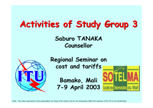 Activities of Study Group 3 Saburo TANAKA Counsellor Regional Seminar on
