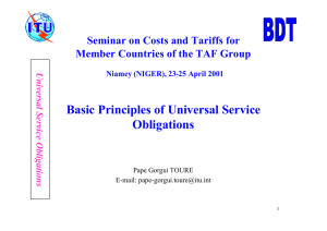 Basic Principles of Universal Service Obligations Seminar on Costs and Tariffs for
