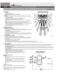 Catalog # OS106D1 Auto On Sensor Dimmer Catalog # VS106D1... ENGLISH