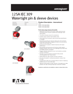 125A IEC 309 Watertight pin &amp; sleeve devices Technical Data