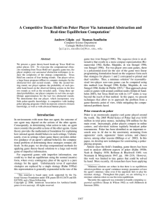 A Competitive Texas Hold’em Poker Player Via Automated Abstraction and