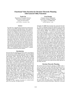 Functional Value Iteration for Decision-Theoretic Planning with General Utility Functions Yaxin Liu