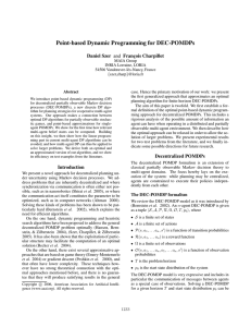 Point-based Dynamic Programming for DEC-POMDPs Daniel Szer