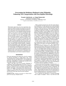 Overcoming the Brittleness Bottleneck using Wikipedia: