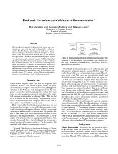 Bookmark Hierarchies and Collaborative Recommendation Ben Markines ∗ Department of Computer Science