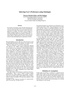 Inferring User’s Preferences using Ontologies Vincent Schickel-Zuber and Boi Faltings