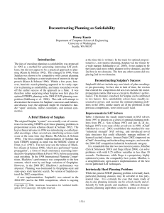 Deconstructing Planning as Satisfiability Henry Kautz Introduction