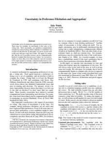 Uncertainty in Preference Elicitation and Aggregation Toby Walsh