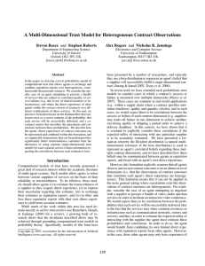 A Multi-Dimensional Trust Model for Heterogeneous Contract Observations Steven Reece Alex Rogers