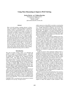 Using More Reasoning to Improve #SAT Solving Jessica Davies