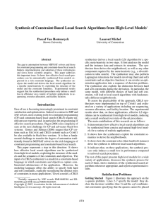 Synthesis of Constraint-Based Local Search Algorithms from High-Level Models Laurent Michel