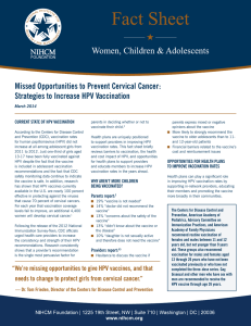 Missed Opportunities to Prevent Cervical Cancer: Strategies to Increase HPV Vaccination