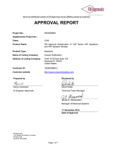 APPROVAL REPORT