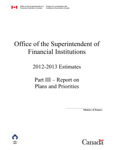 Office of the Superintendent of Financial Institutions 2012-2013 Estimates