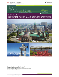 REPORT ON PLANS AND PRIORITIES Rona Ambrose, P.C., M.P.