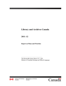 Library and Archives Canada 2011–12 Report on Plans and Priorities