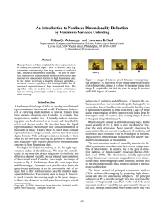 An Introduction to Nonlinear Dimensionality Reduction by Maximum Variance Unfolding