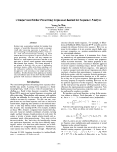 Unsupervised Order-Preserving Regression Kernel for Sequence Analysis Young-In Shin