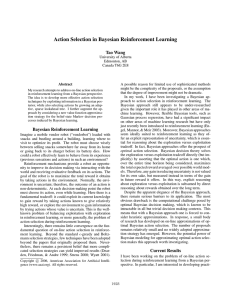 Action Selection in Bayesian Reinforcement Learning Tao Wang