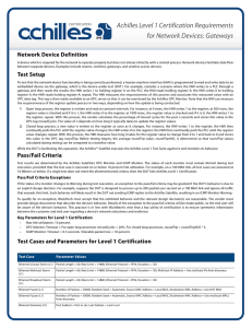 Achilles Level 1 Certification Requirements Network Device Definition