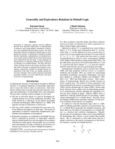Generality and Equivalence Relations in Default Logic Katsumi Inoue Chiaki Sakama