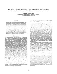 The Modal Logic S4F, the Default Logic, and the Logic... Mirosław Truszczy ´nski