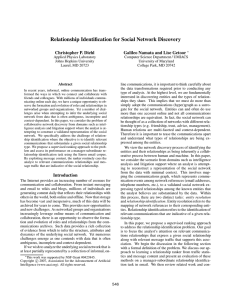 Relationship Identiﬁcation for Social Network Discovery Christopher P. Diehl