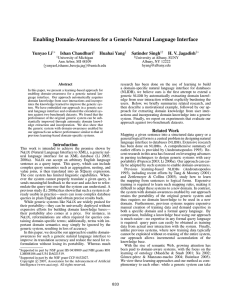 Enabling Domain-Awareness for a Generic Natural Language Interface Yunyao Li Ishan Chaudhuri