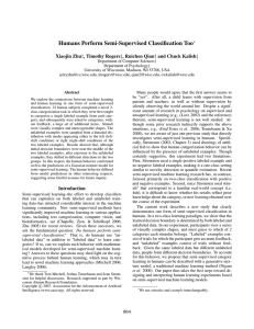 Humans Perform Semi-Supervised Classiﬁcation Too Xiaojin Zhu , Timothy Rogers