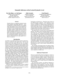 Semantic Inference at the Lexical-Syntactic Level Roy Bar-Haim and Ido Dagan