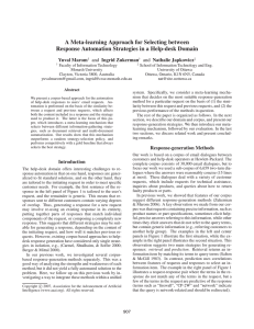 A Meta-learning Approach for Selecting between and Ingrid Zukerman and Nathalie Japkowicz