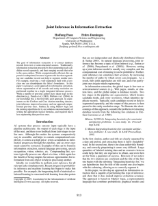 Joint Inference in Information Extraction Hoifung Poon Pedro Domingos