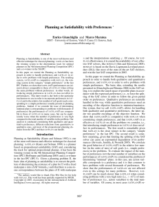 Planning as Satisﬁability with Preferences Enrico Giunchiglia and Marco Maratea