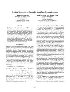 Optimal Regression for Reasoning about Knowledge and Actions Hans van Ditmarsch