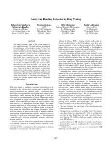 Analyzing Reading Behavior by Blog Mining Tadanobu Furukawa Yutaka Matsuo Ikki Ohmukai