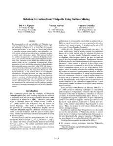 Relation Extraction from Wikipedia Using Subtree Mining Dat P.T. Nguyen Yutaka Matsuo