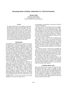 Reasoning about Attribute Authenticity in a Web Environment Thomas W¨olﬂ