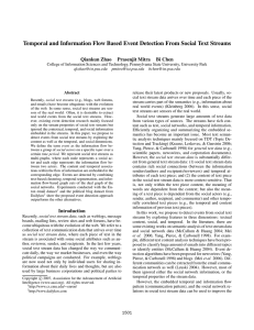 Temporal and Information Flow Based Event Detection From Social Text... Qiankun Zhao Prasenjit Mitra Bi Chen