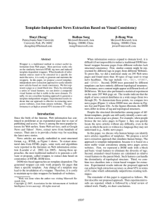 Template-Independent News Extraction Based on Visual Consistency Shuyi Zheng Ruihua Song Ji-Rong Wen