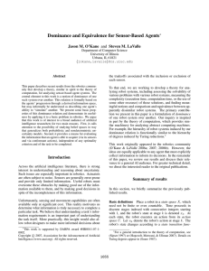 Dominance and Equivalence for Sensor-Based Agents Jason M. O’Kane