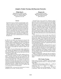 Adaptive Traitor Tracing with Bayesian Networks Philip Zigoris Hongxia Jin