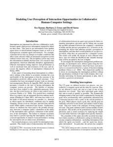 Modeling User Perception of Interaction Opportunities in Collaborative Human-Computer Settings Introduction