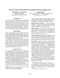 Fuzzy Set Theory-Based Belief Processing for Natural Language Texts Sabine Bergler