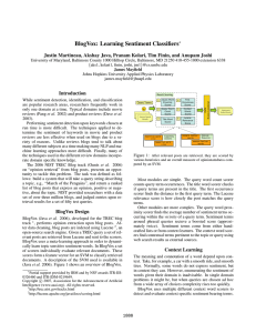 BlogVox: Learning Sentiment Classiﬁers