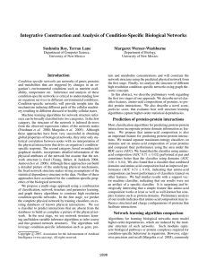Integrative Construction and Analysis of Condition-Specific Biological Networks Margaret Werner-Washburne