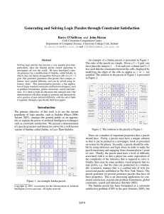 Generating and Solving Logic Puzzles through Constraint Satisfaction
