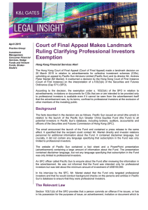 Court of Final Appeal Makes Landmark Ruling Clarifying Professional Investors Exemption